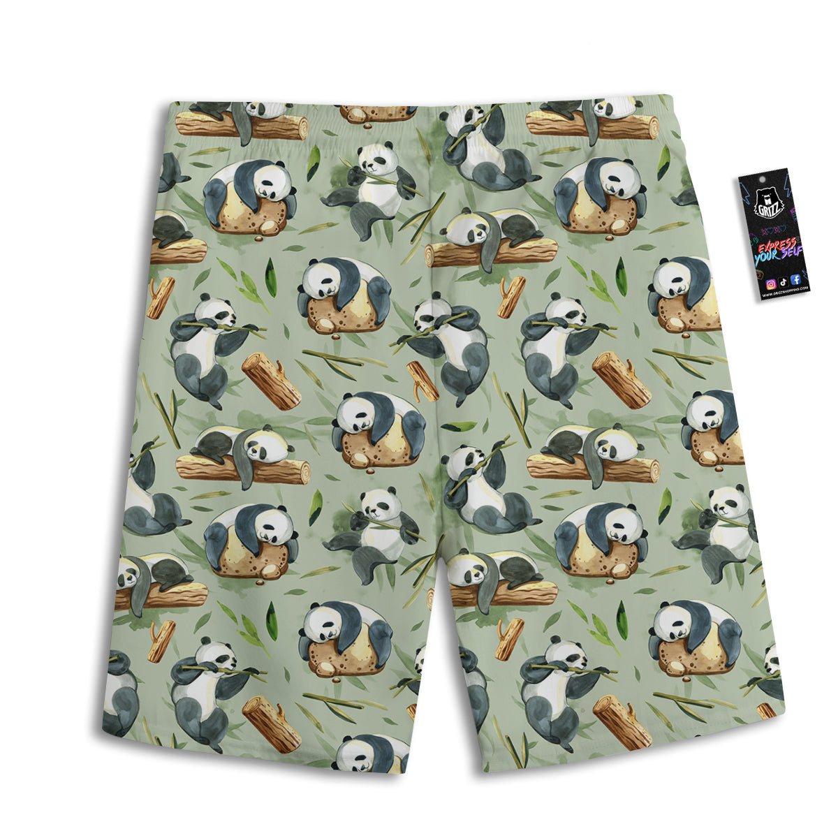 Panda Bear Watercolor Print Pattern Men's Athletic Shorts