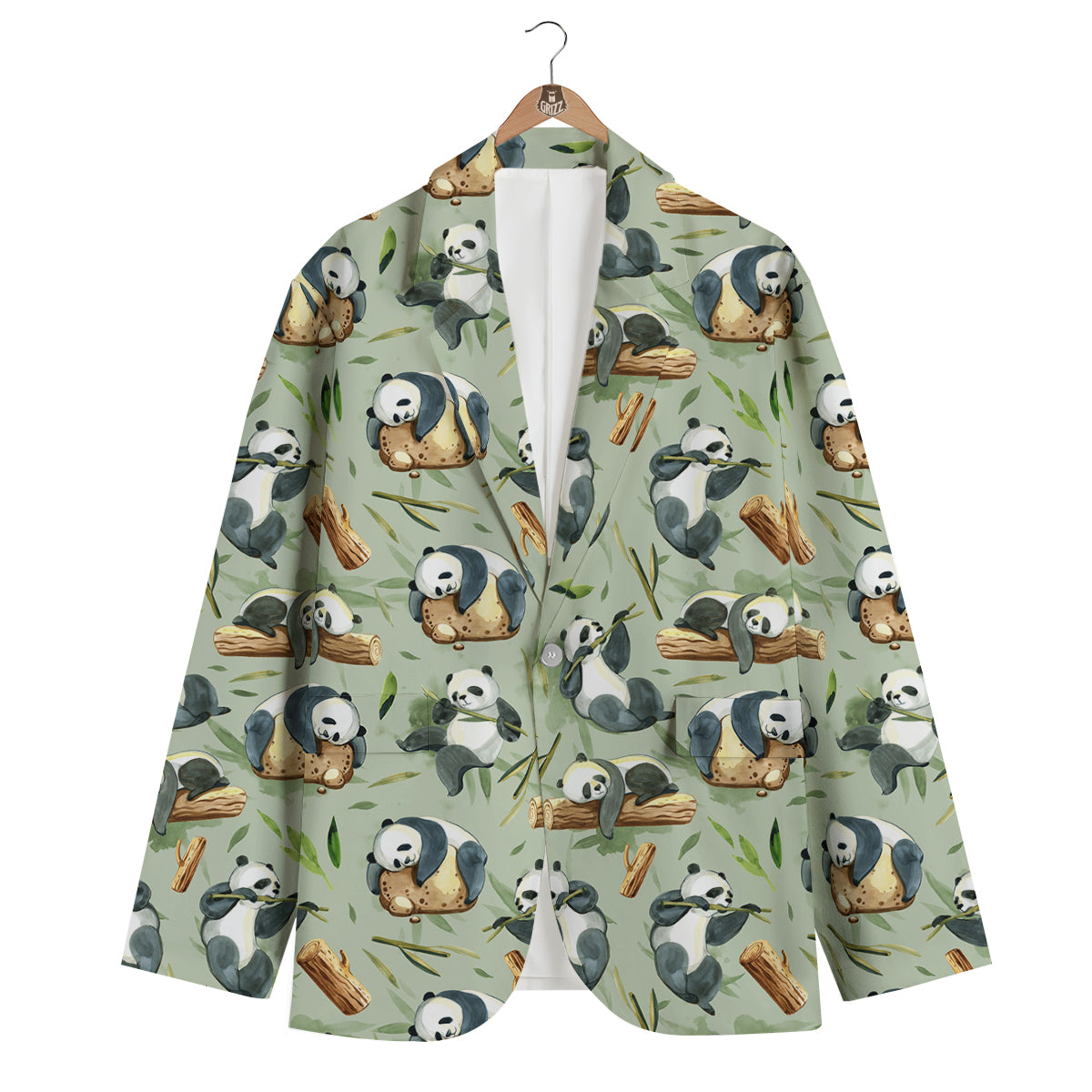 Panda Bear Watercolor Print Pattern Men's Blazer-grizzshop