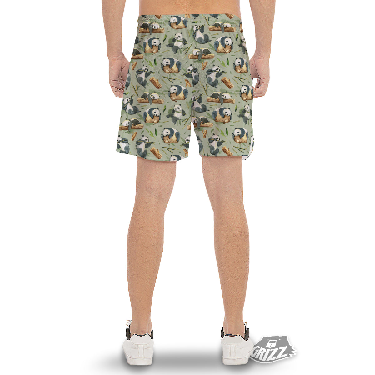 Panda Bear Watercolor Print Pattern Men's Gym Shorts-grizzshop