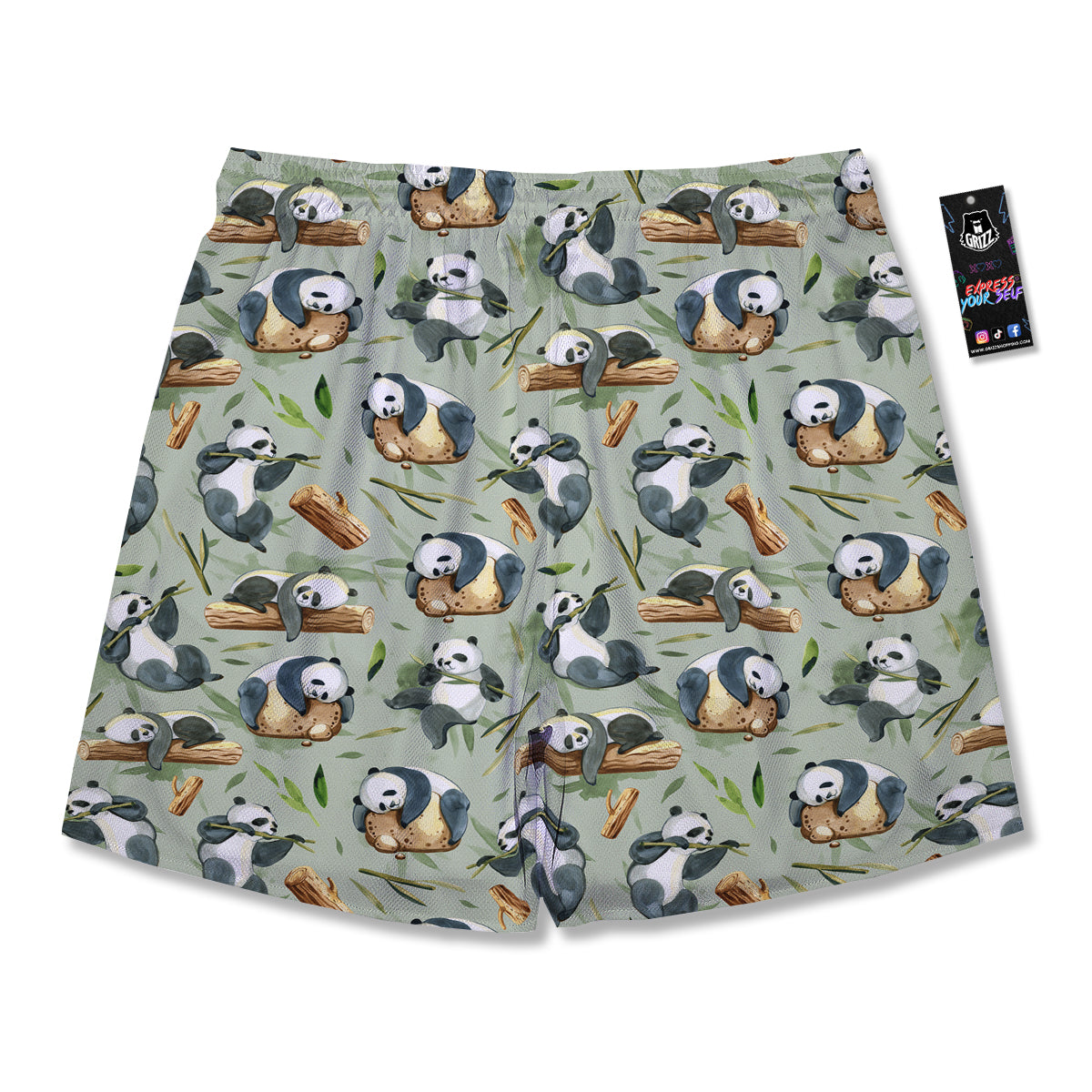 Panda Bear Watercolor Print Pattern Men's Running Shorts-grizzshop