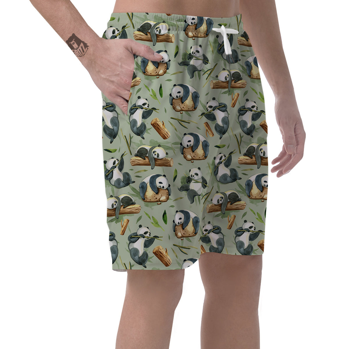 Panda Bear Watercolor Print Pattern Men's Shorts-grizzshop