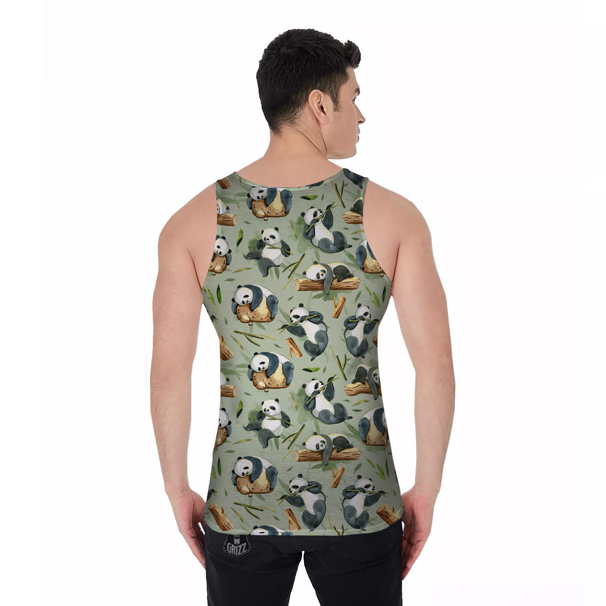 Panda Bear Watercolor Print Pattern Men's Tank Top-grizzshop