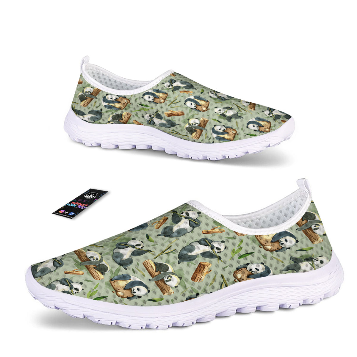 Panda Bear Watercolor Print Pattern Nurse Shoes-grizzshop