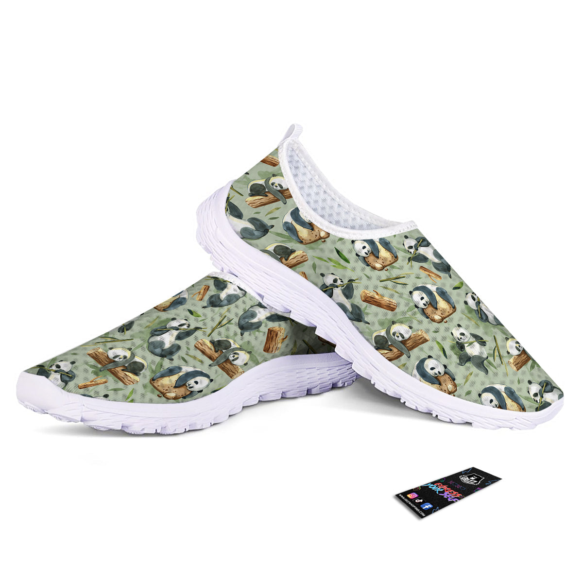 Panda Bear Watercolor Print Pattern Nurse Shoes-grizzshop