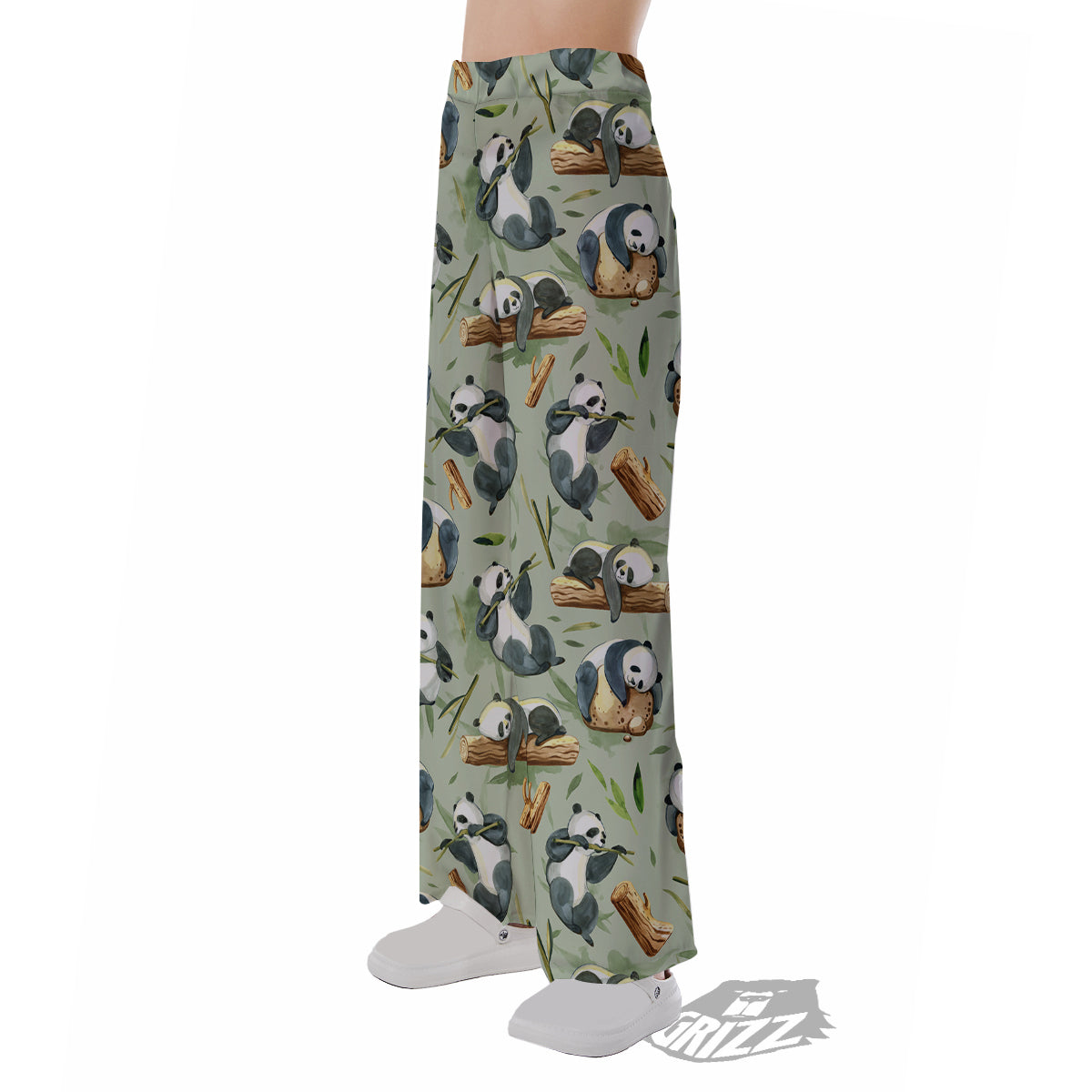 Panda Bear Watercolor Print Pattern Pajama Pants-grizzshop