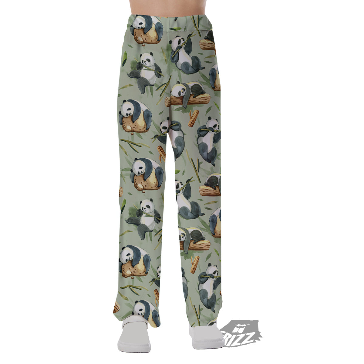 Panda Bear Watercolor Print Pattern Pajama Pants-grizzshop