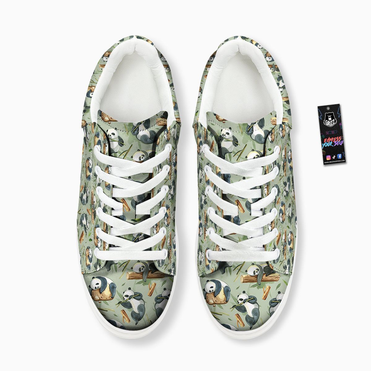 Panda Bear Watercolor Print Pattern Platform Shoes-grizzshop