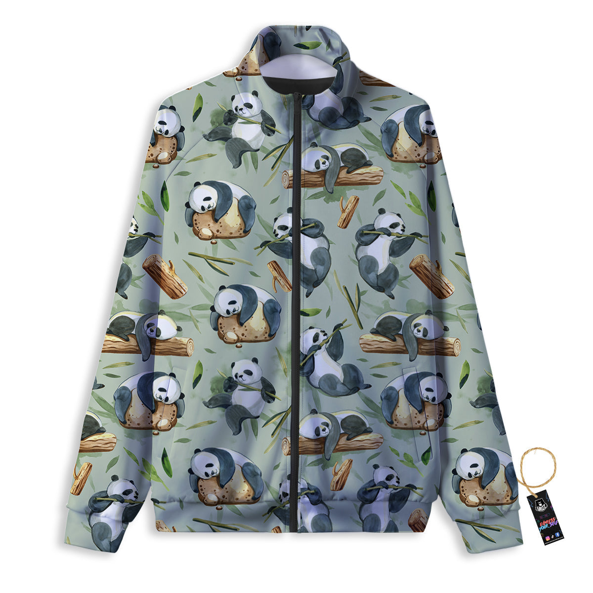 Panda Bear Watercolor Print Pattern Track Jacket-grizzshop