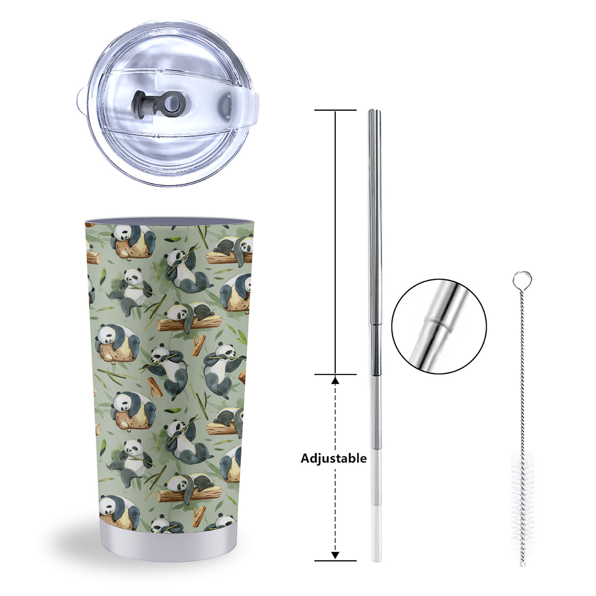 Panda Bear Watercolor Print Pattern Tumbler-grizzshop