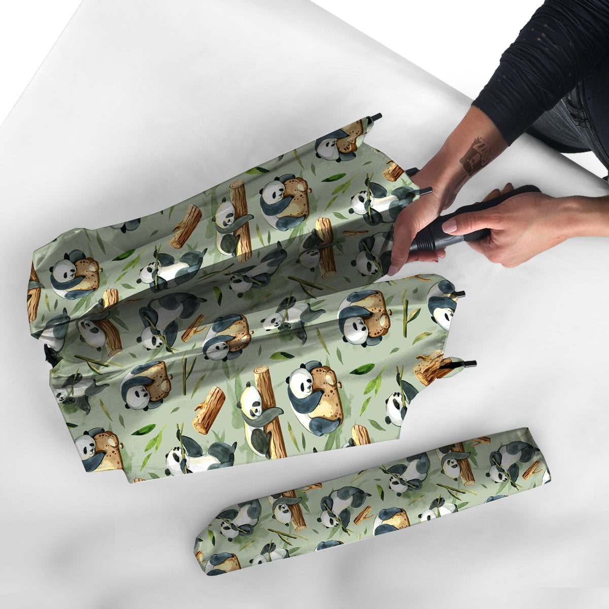 Panda Bear Watercolor Print Pattern Umbrella-grizzshop