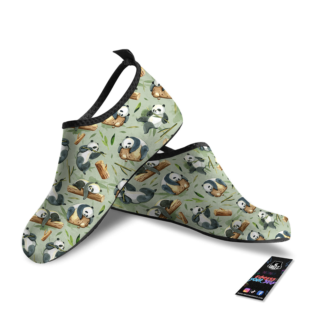 Panda Bear Watercolor Print Pattern Water Shoes-grizzshop