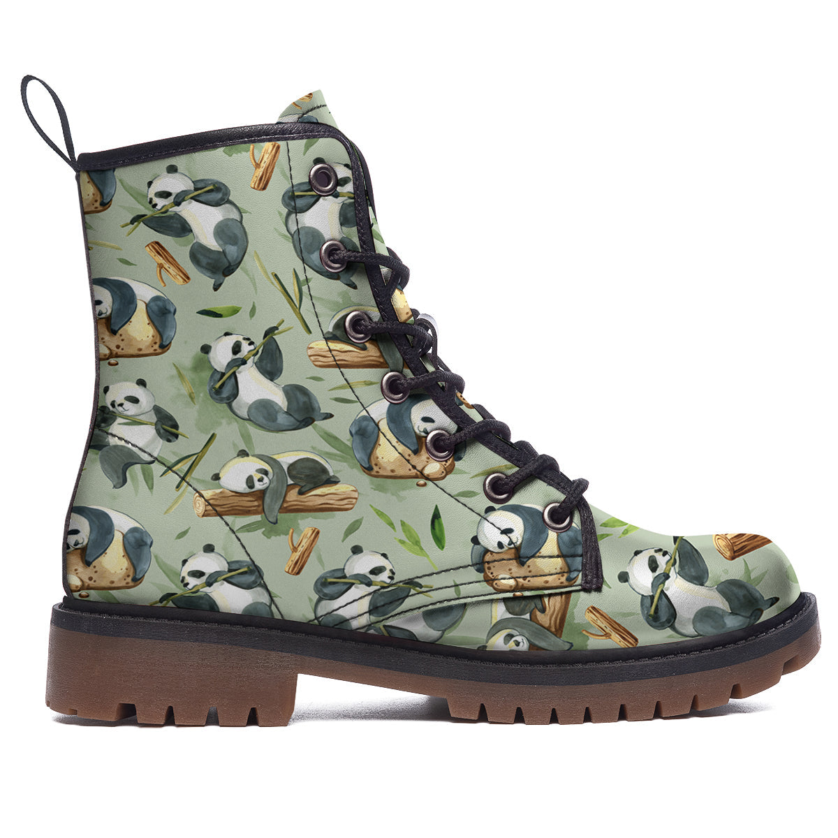 Panda Bear Watercolor Print Pattern Work Boots-grizzshop