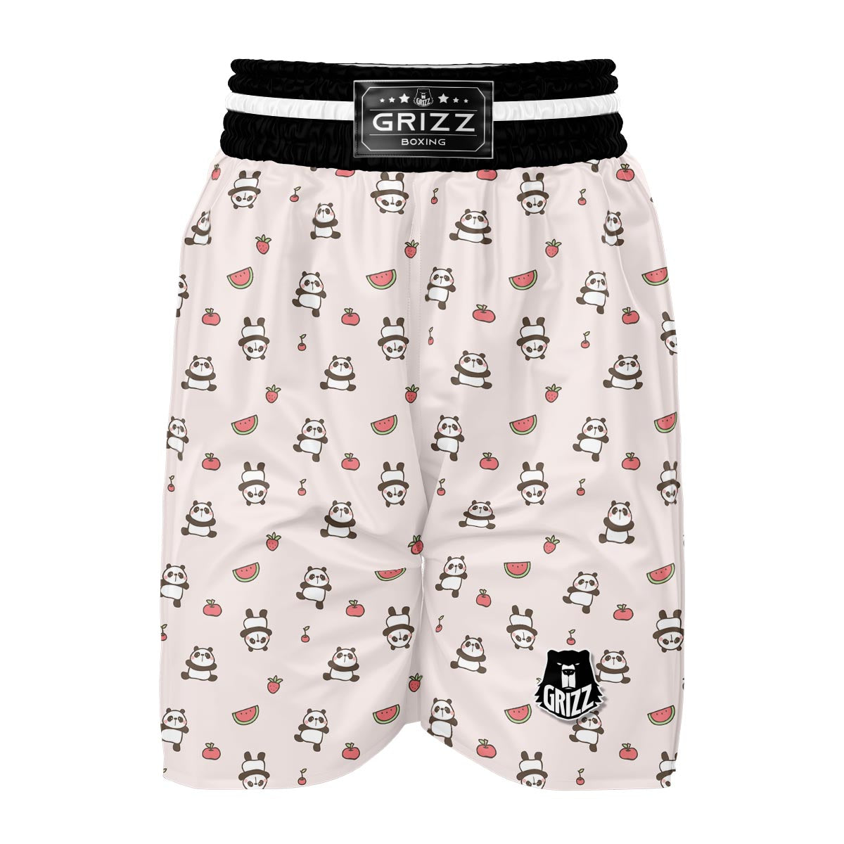 Panda Fruit Pattern Print Boxing Shorts-grizzshop