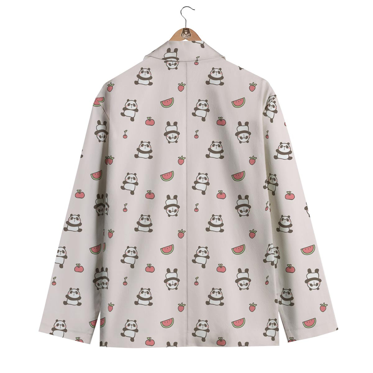 Panda Fruit Pattern Print Men's Blazer-grizzshop
