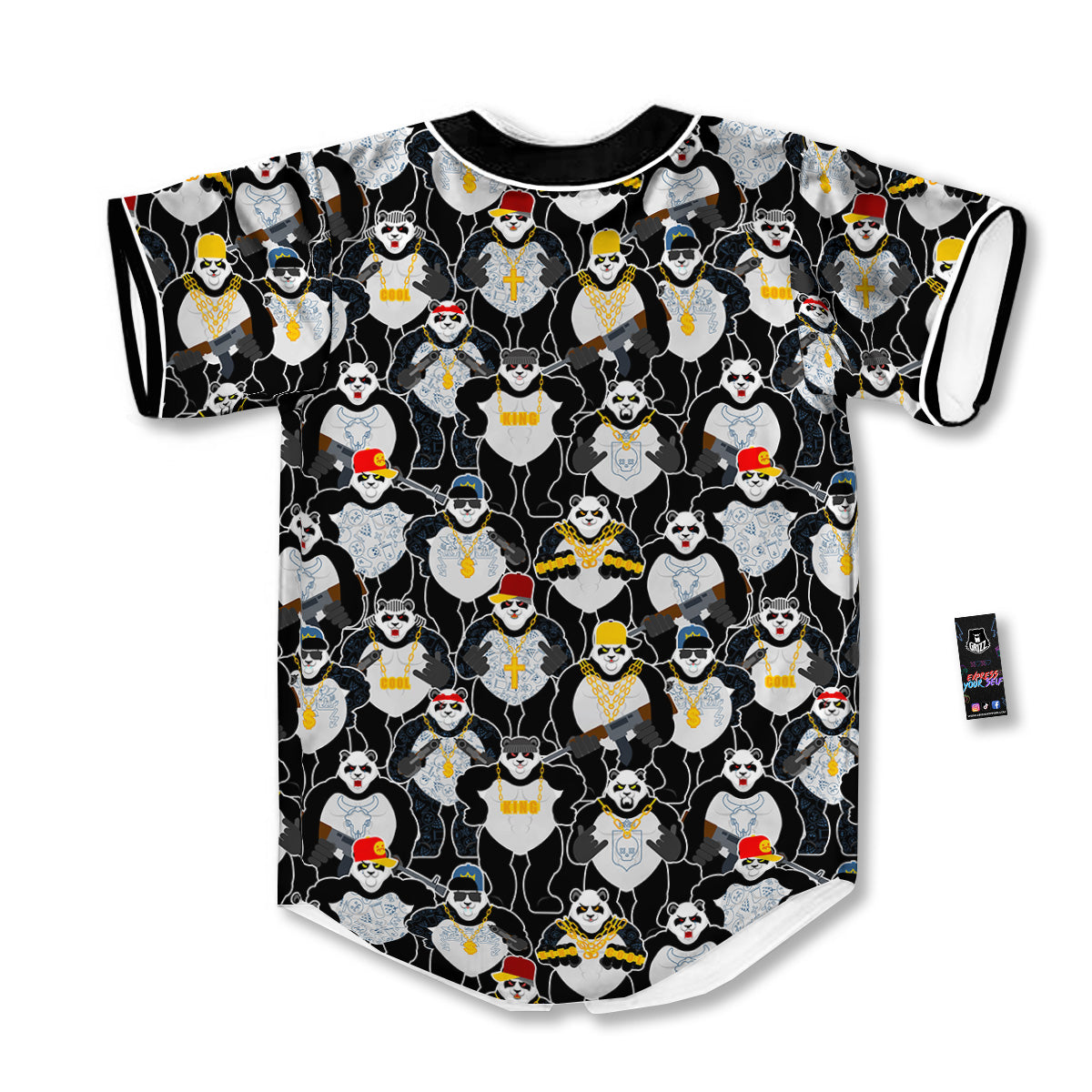 Panda Gangster Gang Print Pattern Baseball Jersey-grizzshop