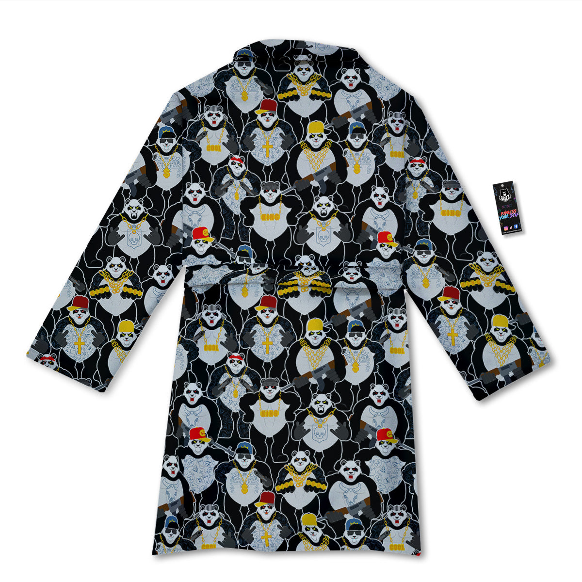 Panda Gangster Gang Print Pattern Bathrobe-grizzshop
