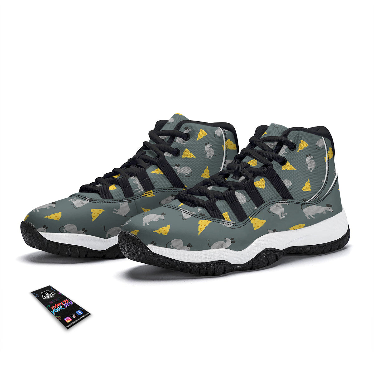Panda Gangster Gang Print Pattern Black Bball Shoes-grizzshop