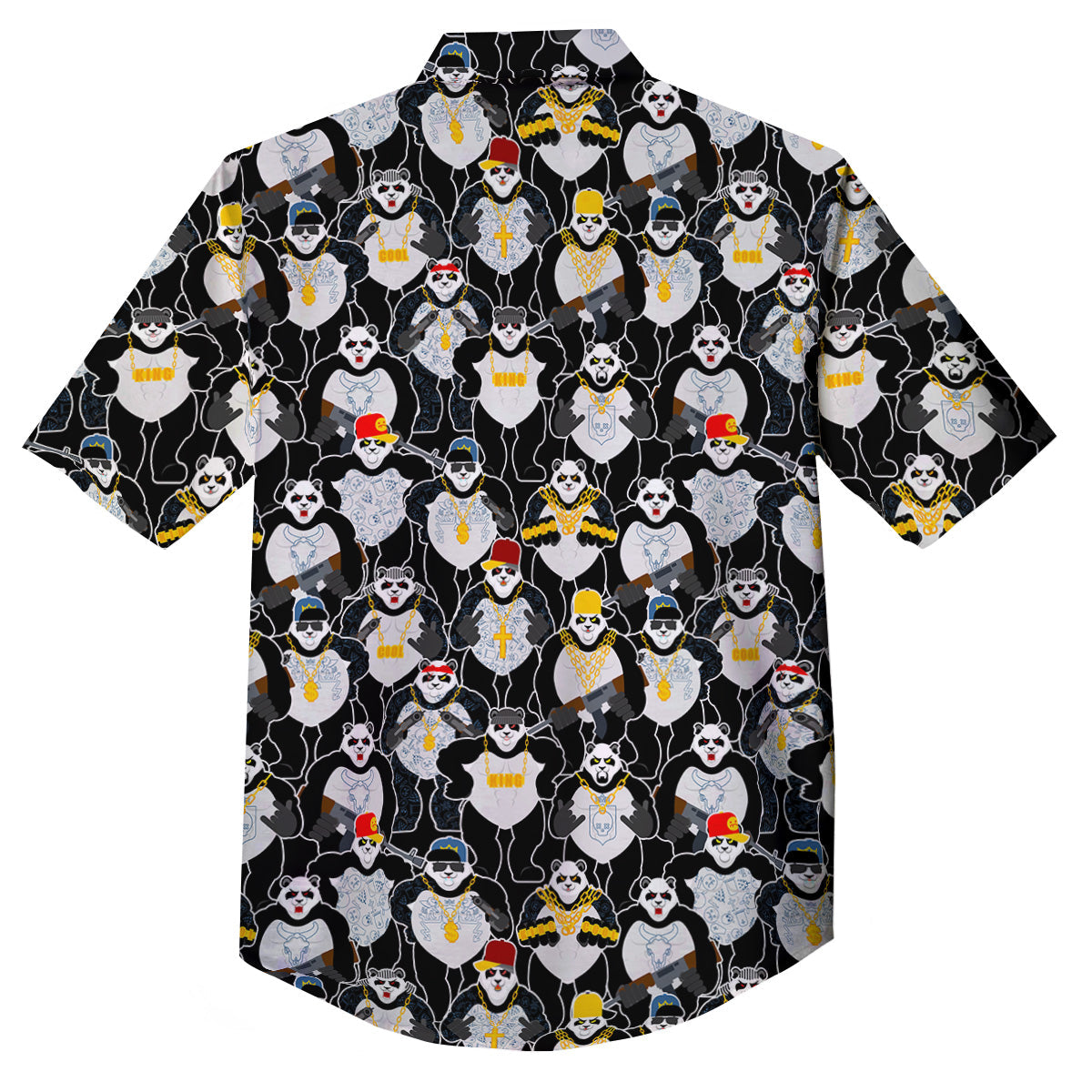 Panda Gangster Gang Print Pattern Button Up Shirt-grizzshop