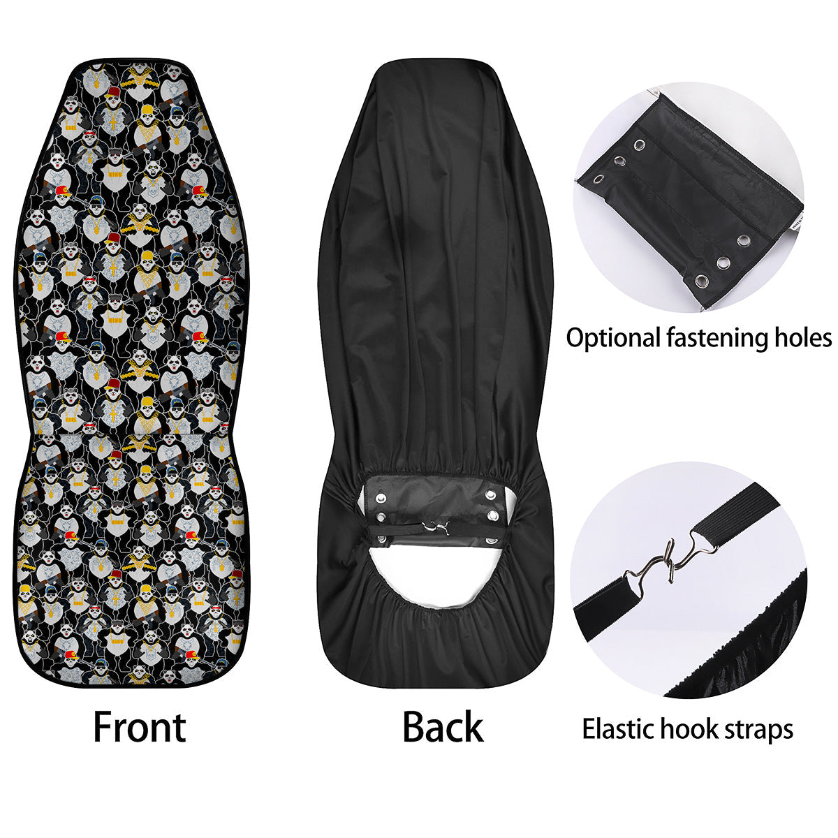 Panda Gangster Gang Print Pattern Car Seat Covers-grizzshop