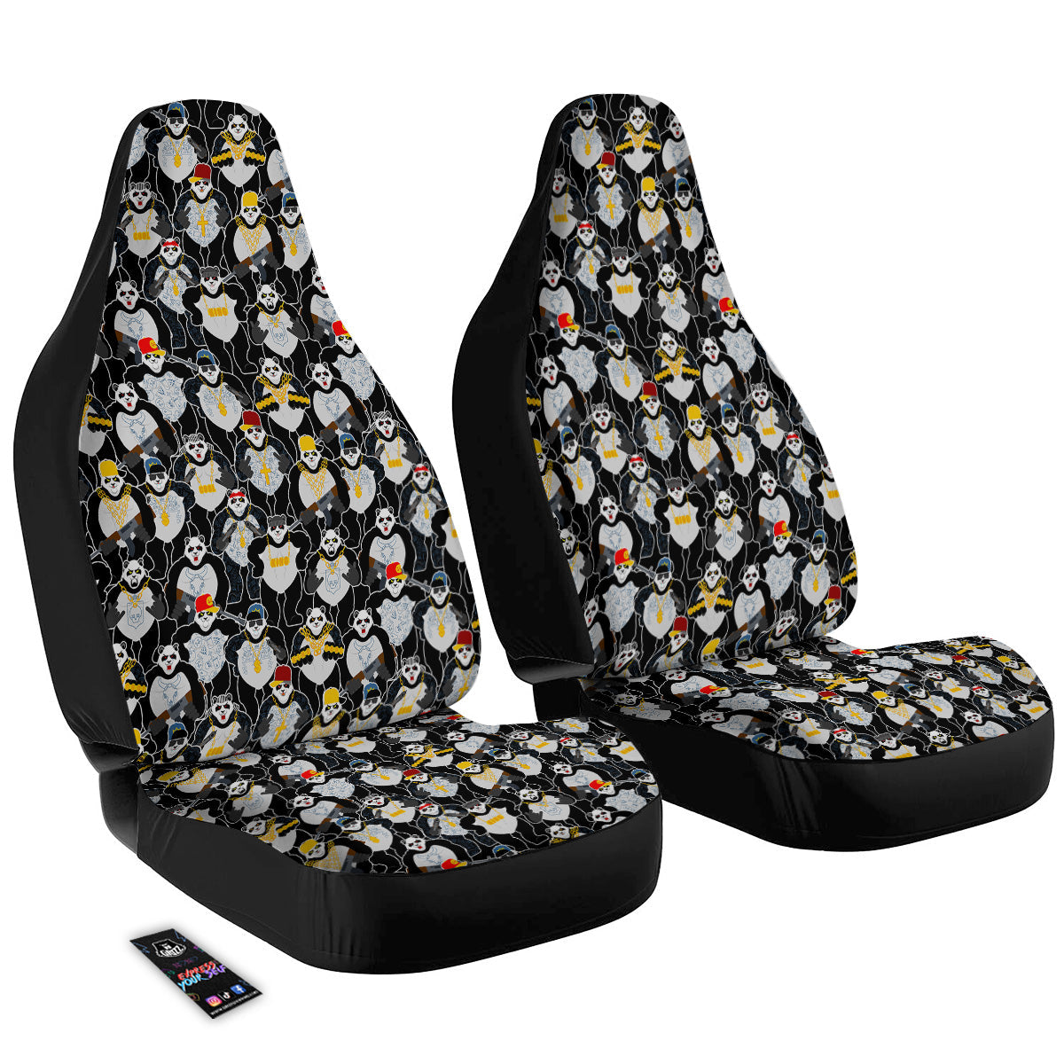 Panda Gangster Gang Print Pattern Car Seat Covers-grizzshop