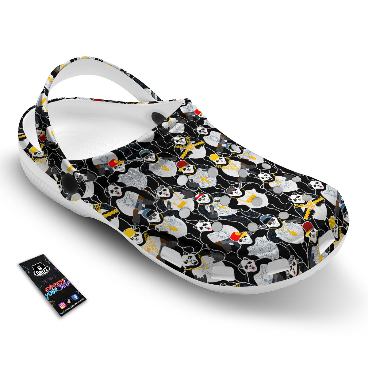 Panda Gangster Gang Print Pattern Clog-grizzshop