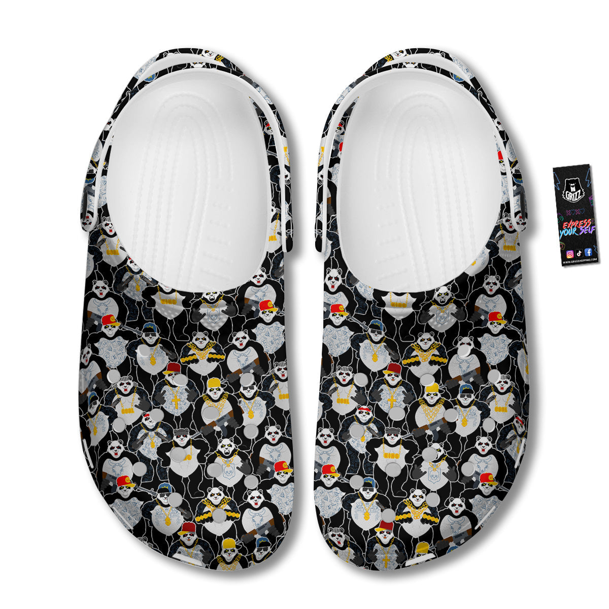 Panda Gangster Gang Print Pattern Clog-grizzshop