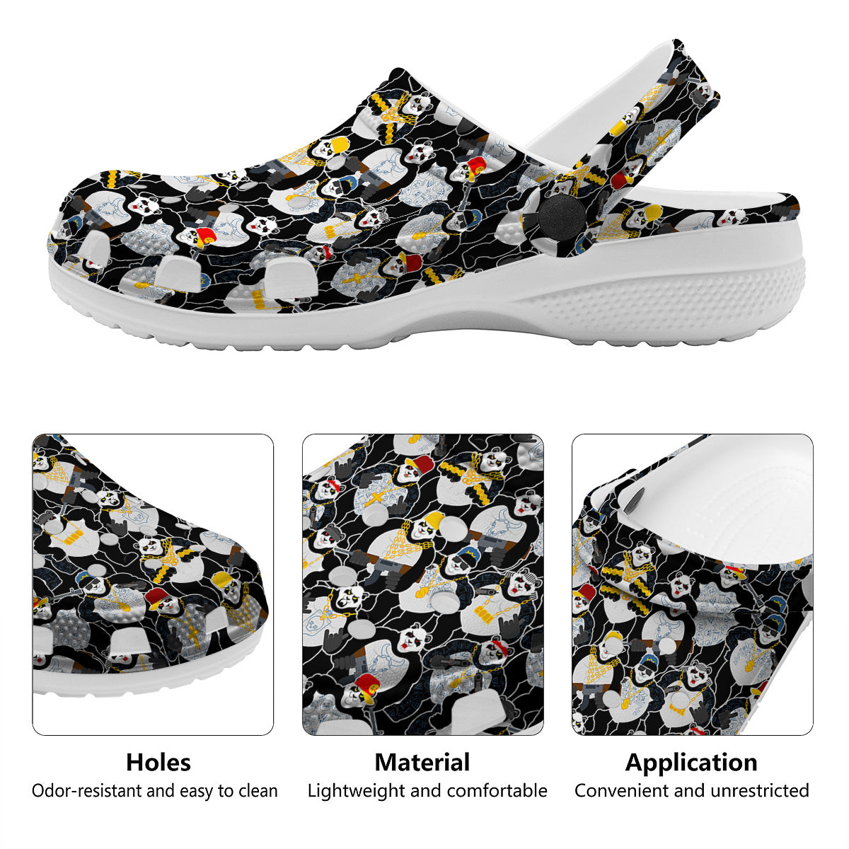 Panda Gangster Gang Print Pattern Clog-grizzshop
