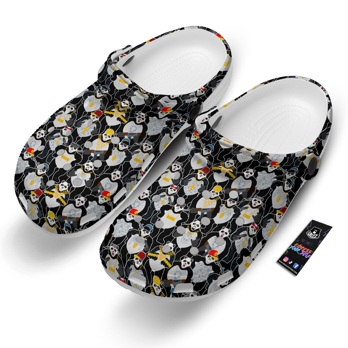 Panda Gangster Gang Print Pattern Clog-grizzshop