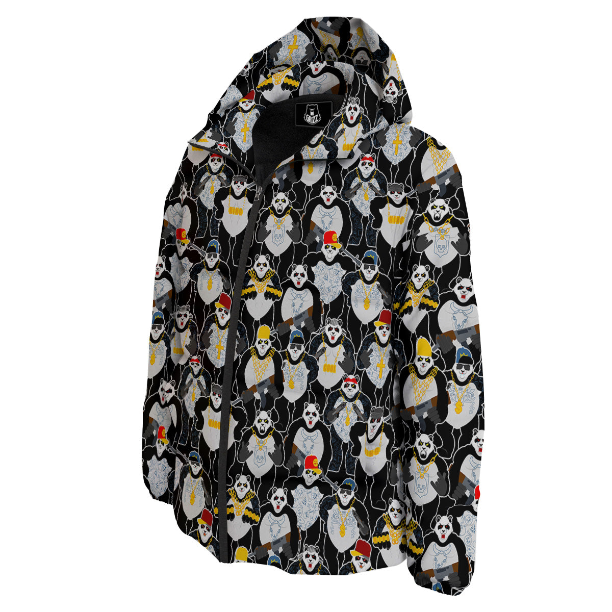 Panda Gangster Gang Print Pattern Down Jacket-grizzshop