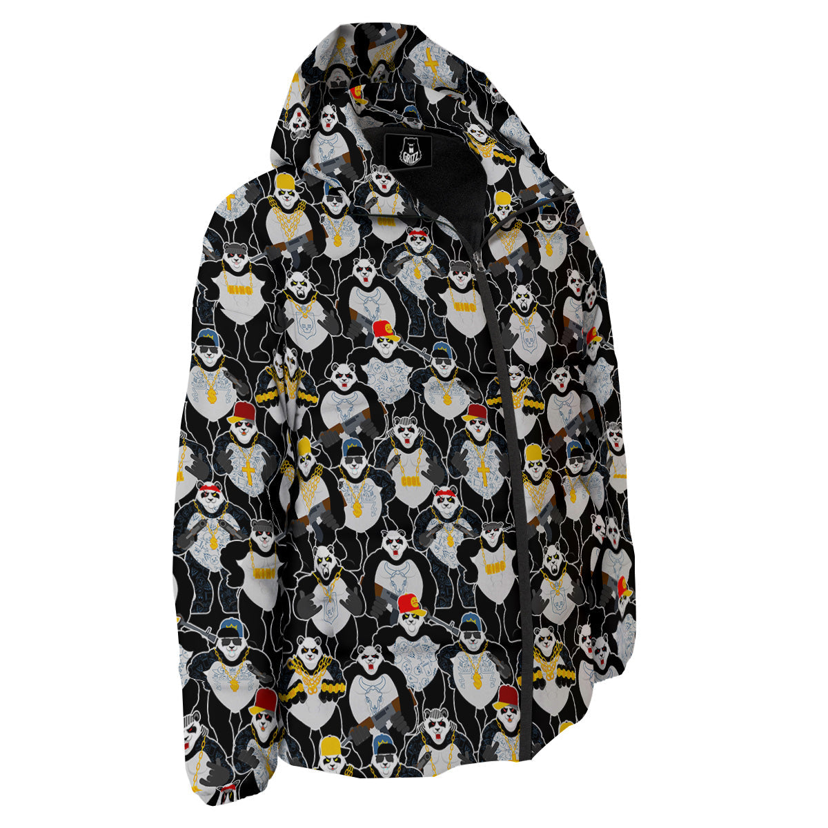 Panda Gangster Gang Print Pattern Down Jacket-grizzshop