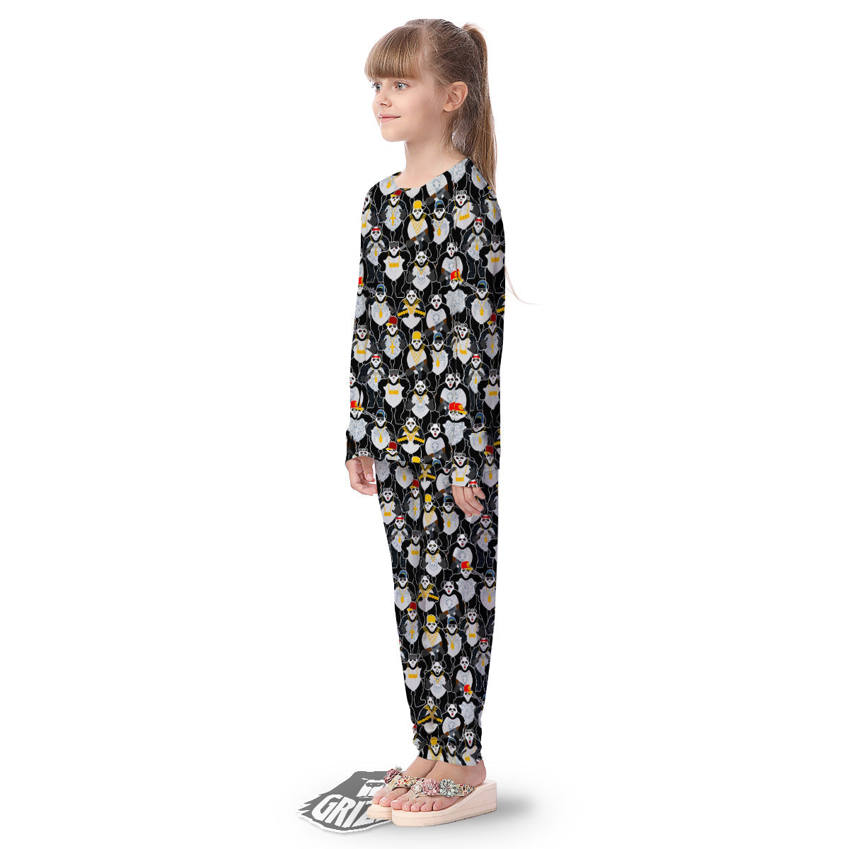 Panda Gangster Gang Print Pattern Kid's Pajamas-grizzshop