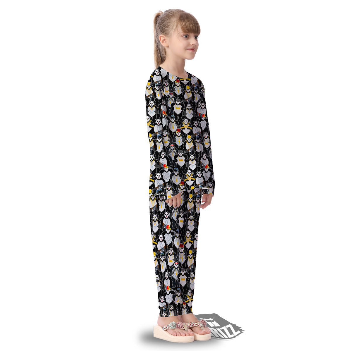 Panda Gangster Gang Print Pattern Kid's Pajamas-grizzshop