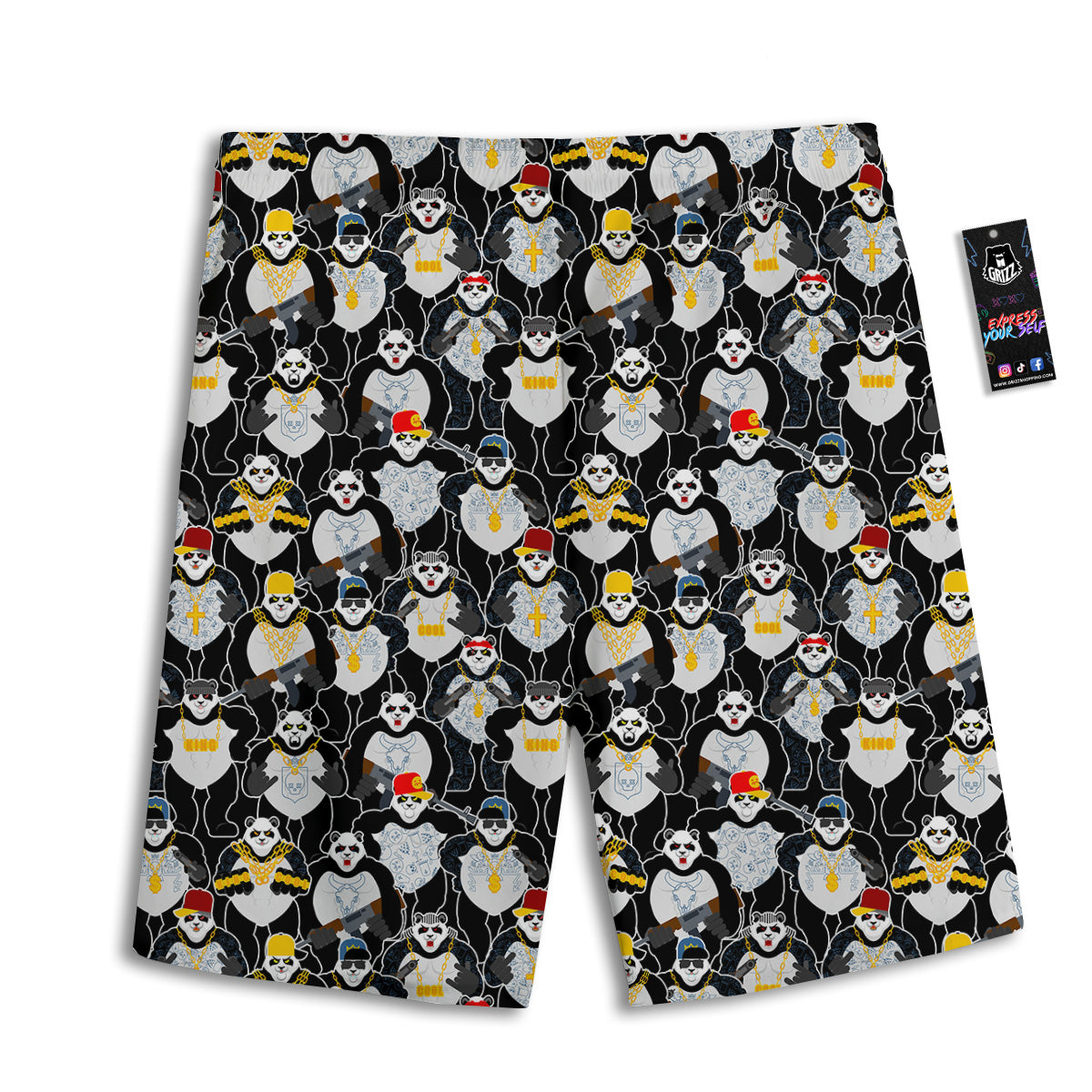 Panda Gangster Gang Print Pattern Men's Athletic Shorts