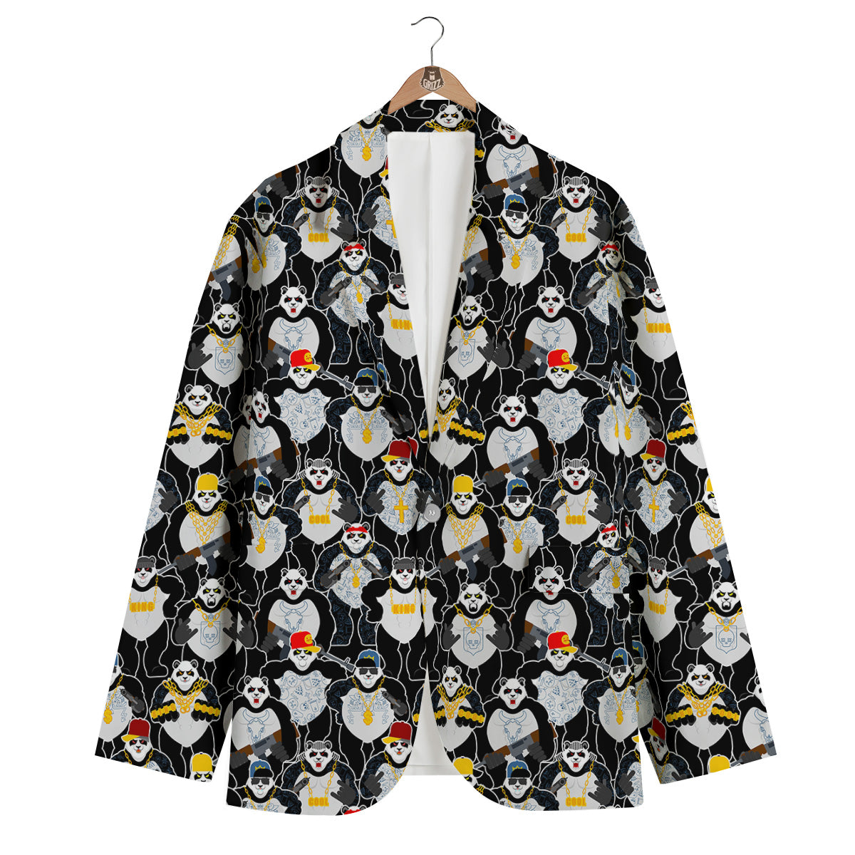 Panda Gangster Gang Print Pattern Men's Blazer-grizzshop