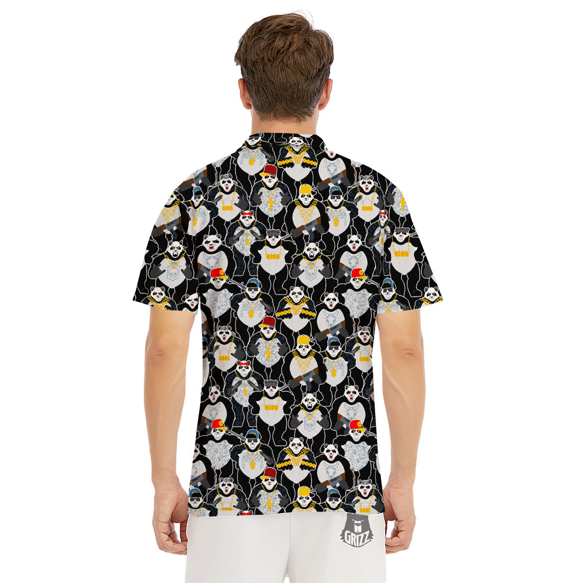 Panda Gangster Gang Print Pattern Men's Golf Shirts-grizzshop