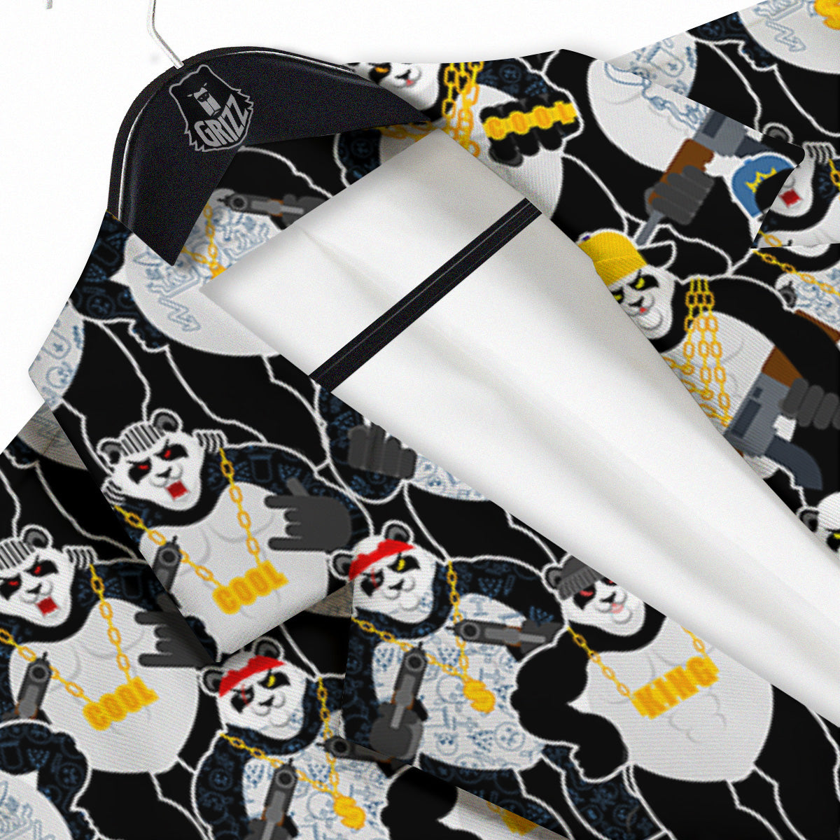 Panda Gangster Gang Print Pattern Men's Sport Coat-grizzshop