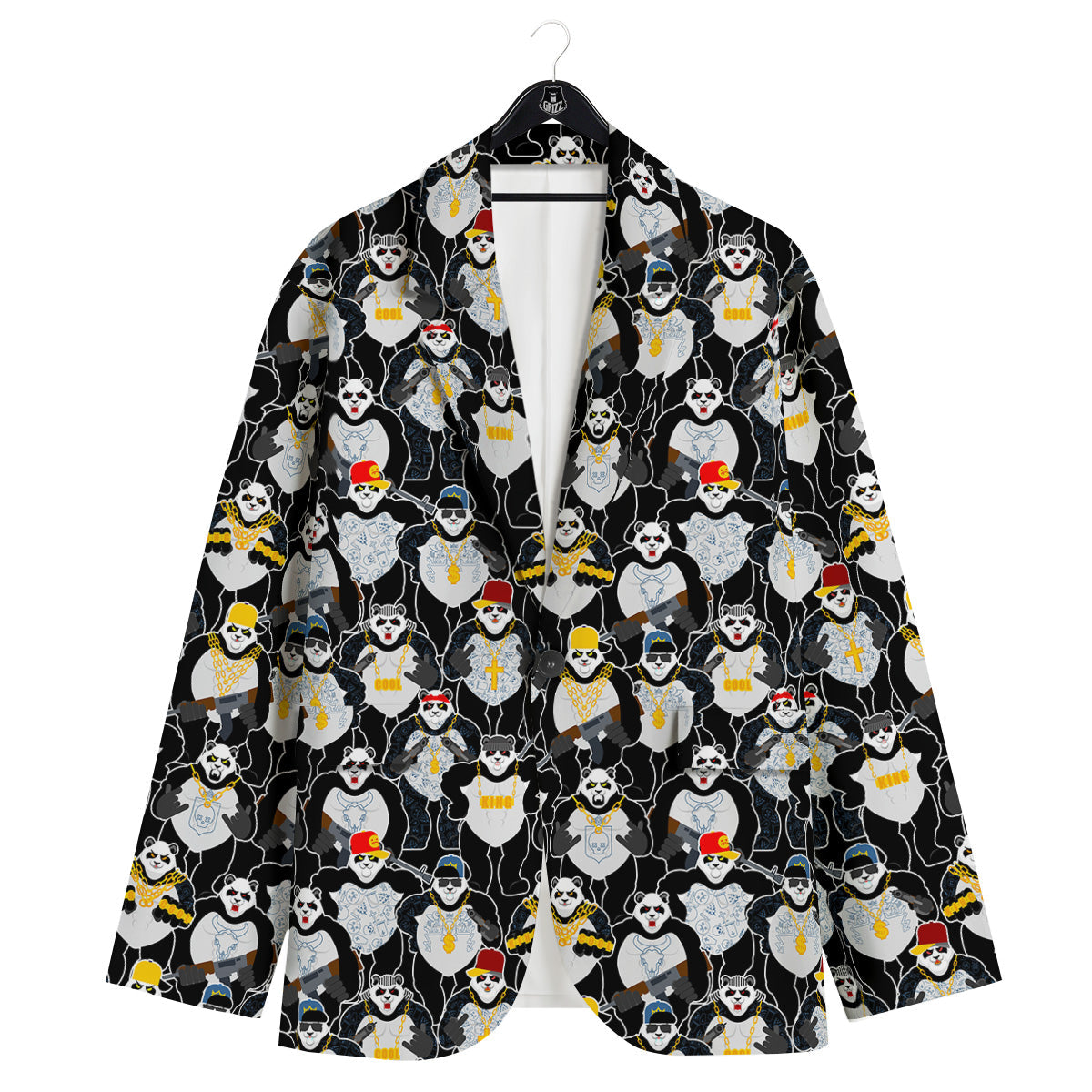 Panda Gangster Gang Print Pattern Men's Sport Coat-grizzshop