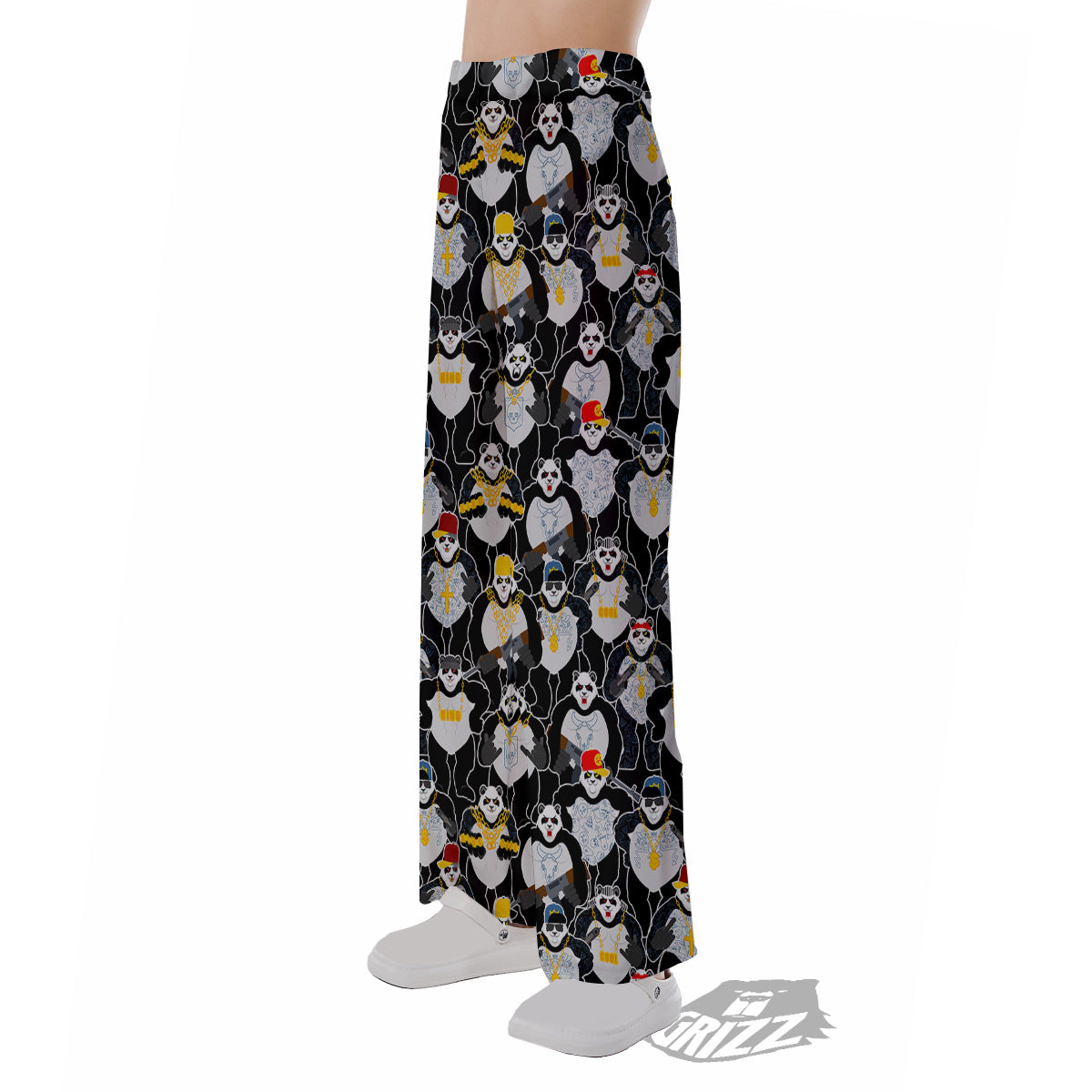 Panda Gangster Gang Print Pattern Pajama Pants-grizzshop