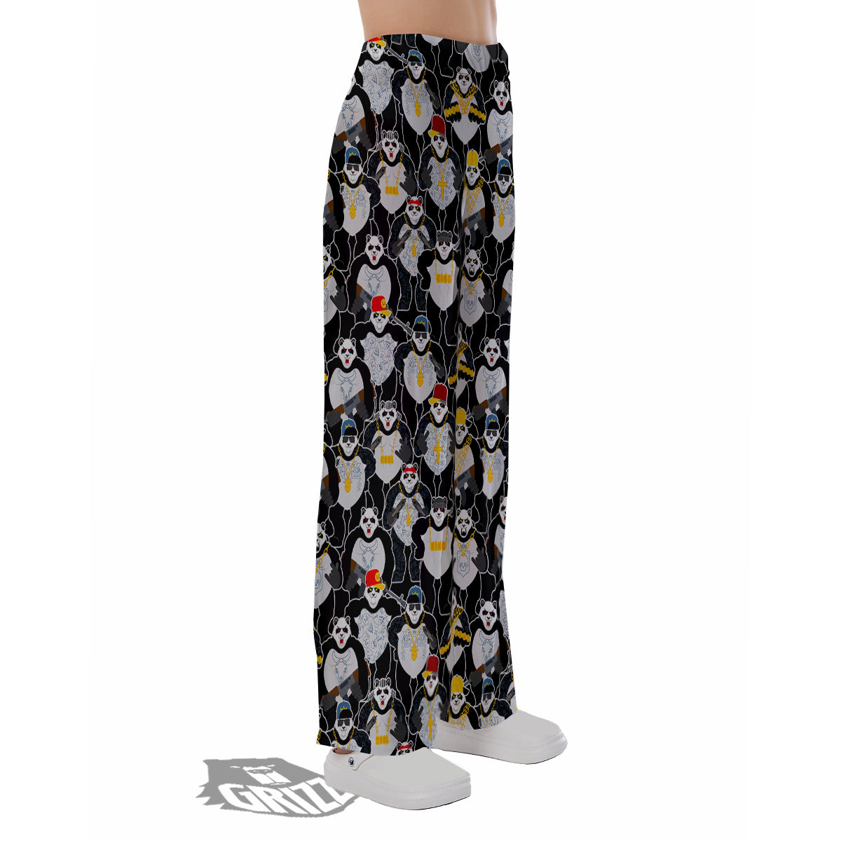 Panda Gangster Gang Print Pattern Pajama Pants-grizzshop