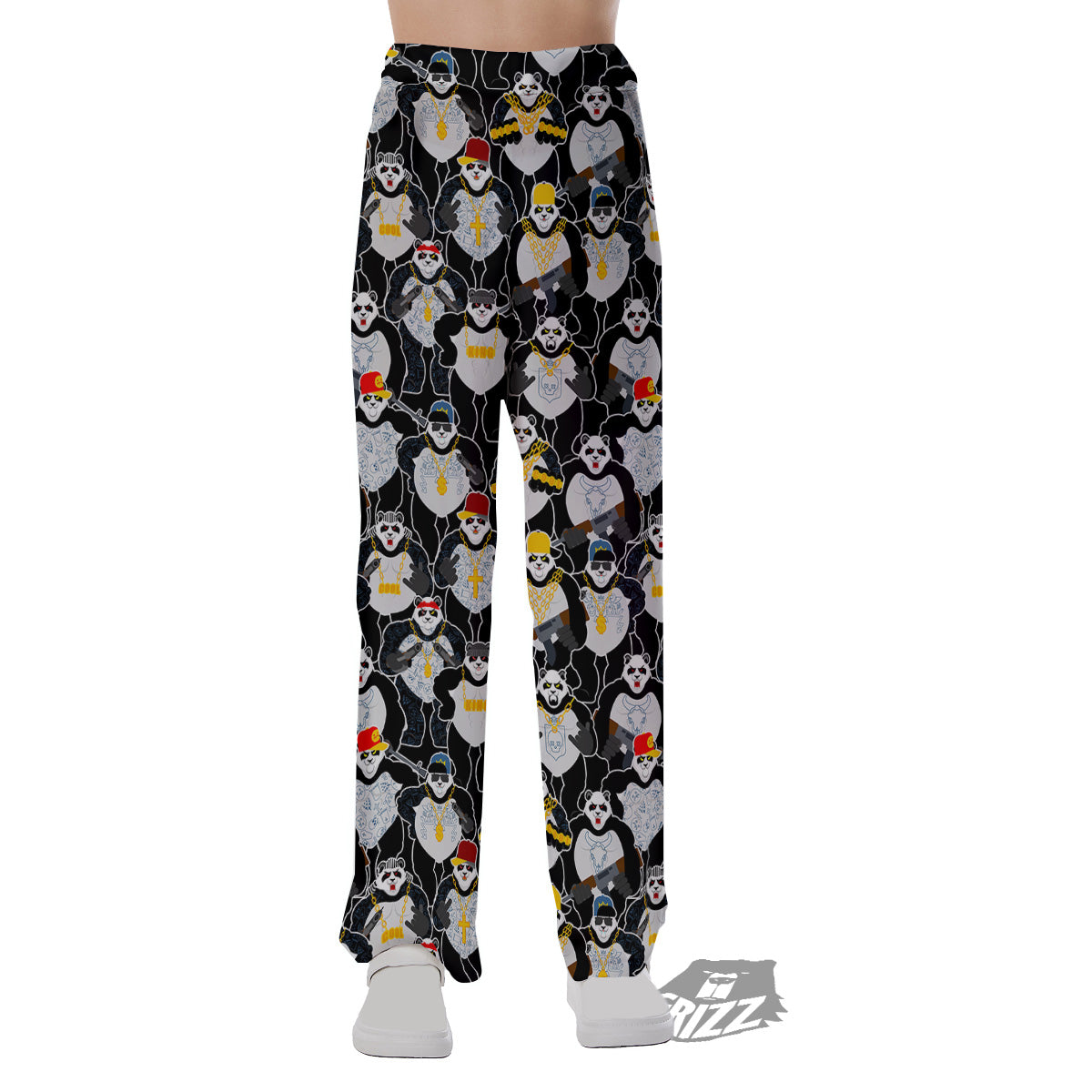 Panda Gangster Gang Print Pattern Pajama Pants-grizzshop