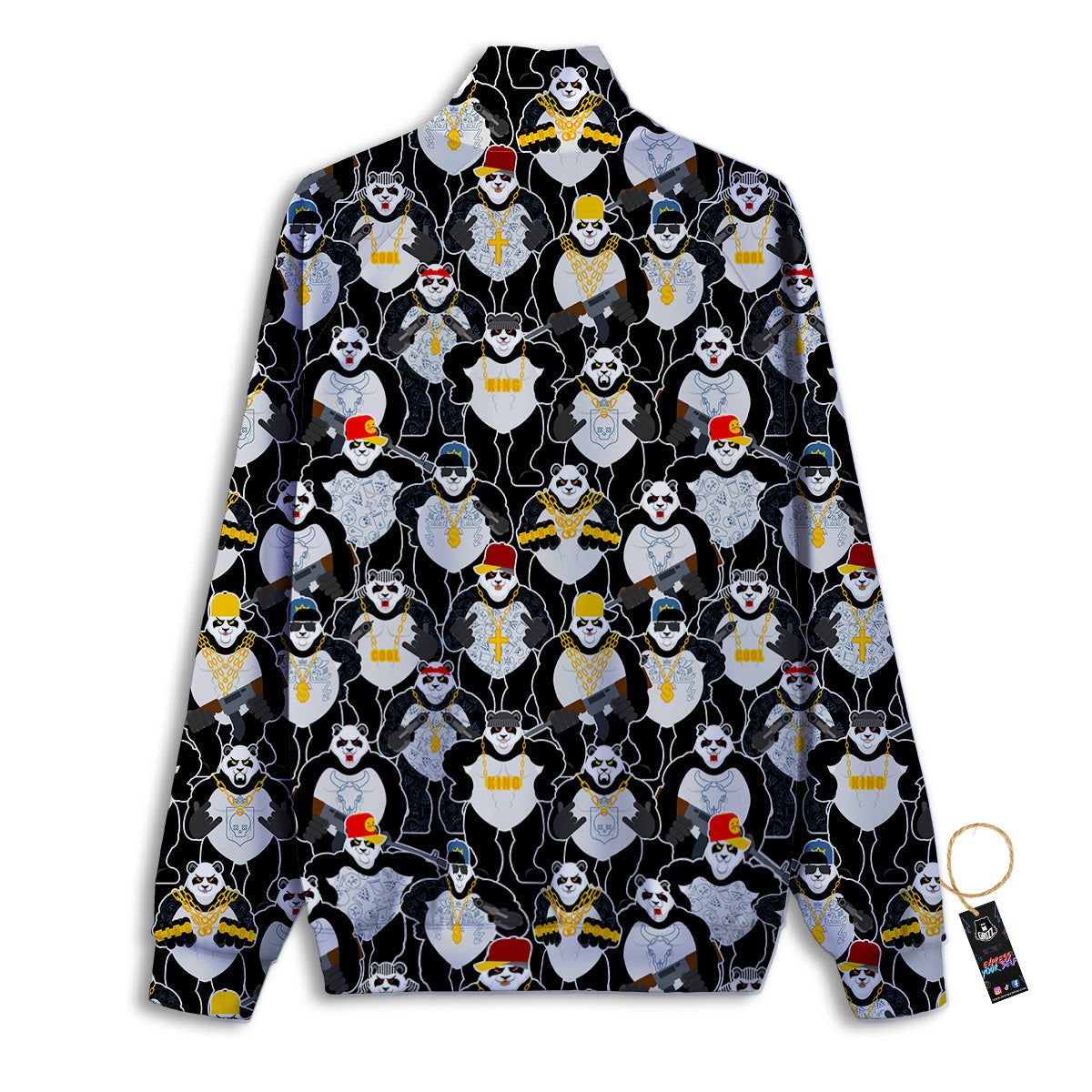 Panda Gangster Gang Print Pattern Track Jacket-grizzshop