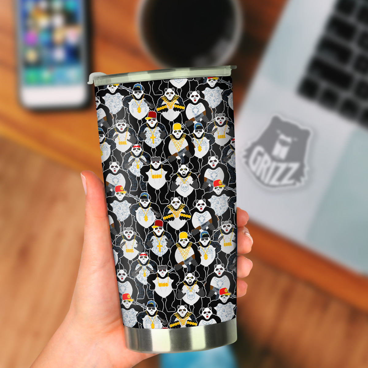 Panda Gangster Gang Print Pattern Tumbler-grizzshop