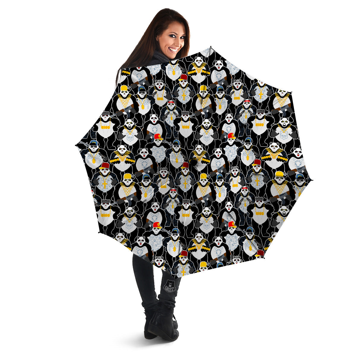 Panda Gangster Gang Print Pattern Umbrella-grizzshop