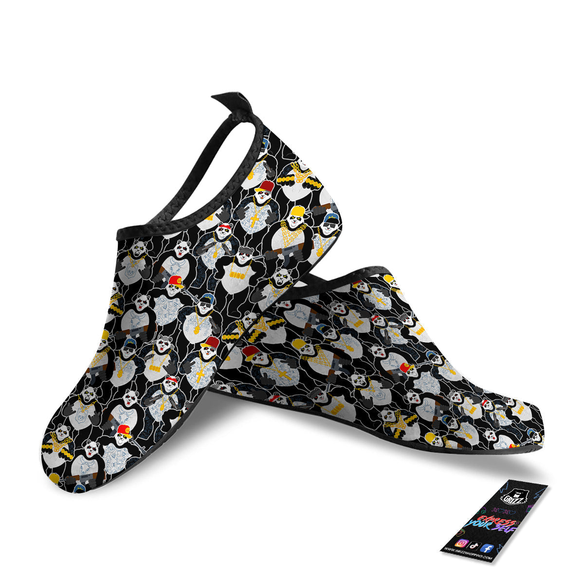 Panda Gangster Gang Print Pattern Water Shoes-grizzshop
