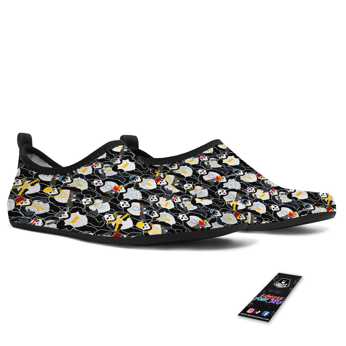 Panda Gangster Gang Print Pattern Water Shoes-grizzshop