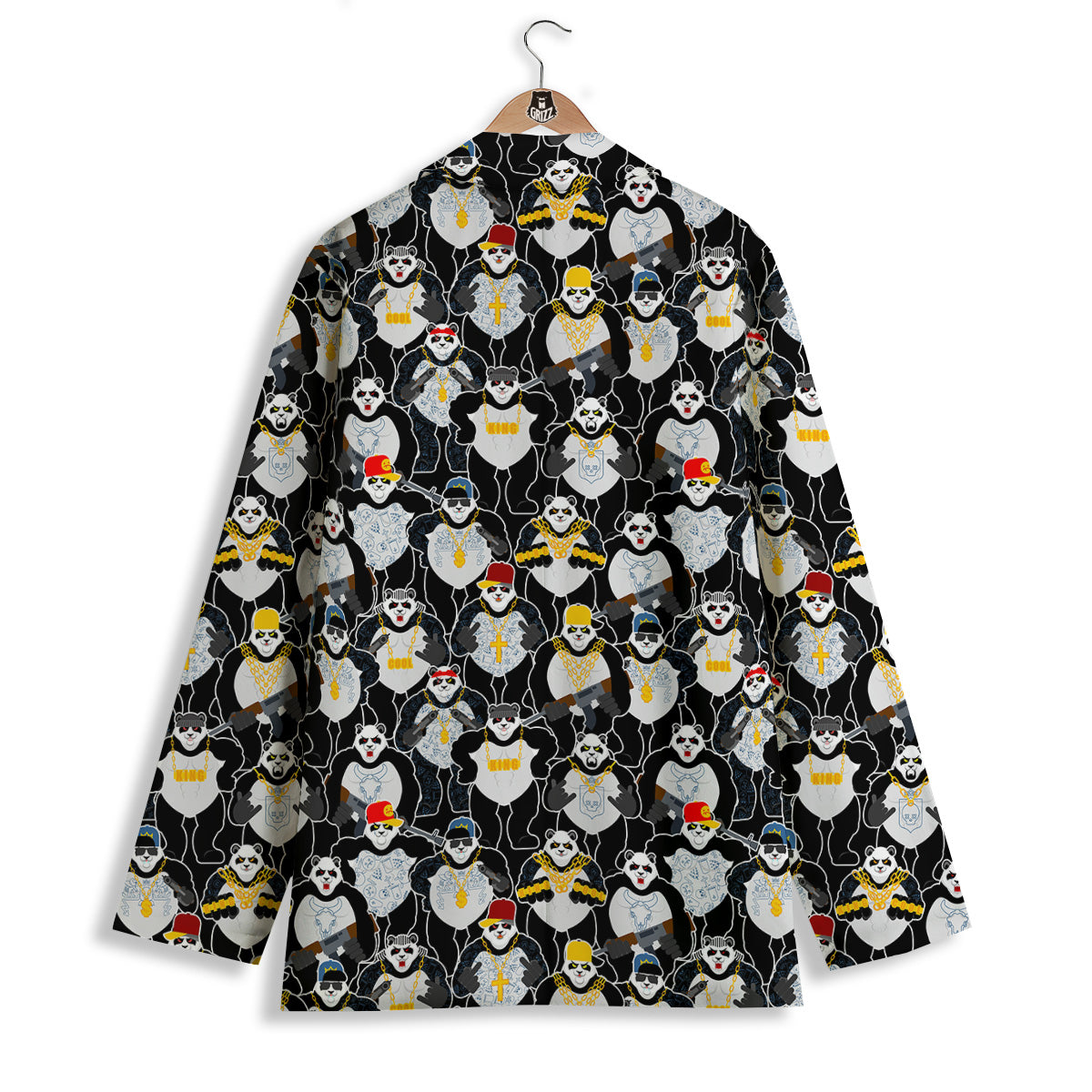 Panda Gangster Gang Print Pattern Women's Blazer-grizzshop