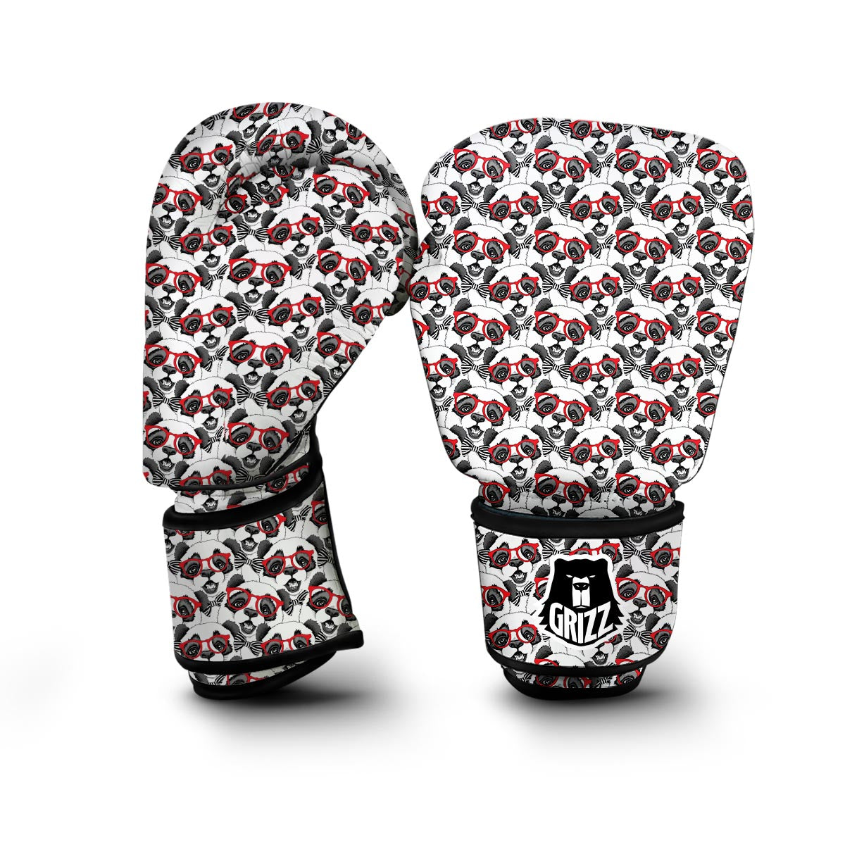 Panda Red Glasses Pattern Print Boxing Gloves-grizzshop