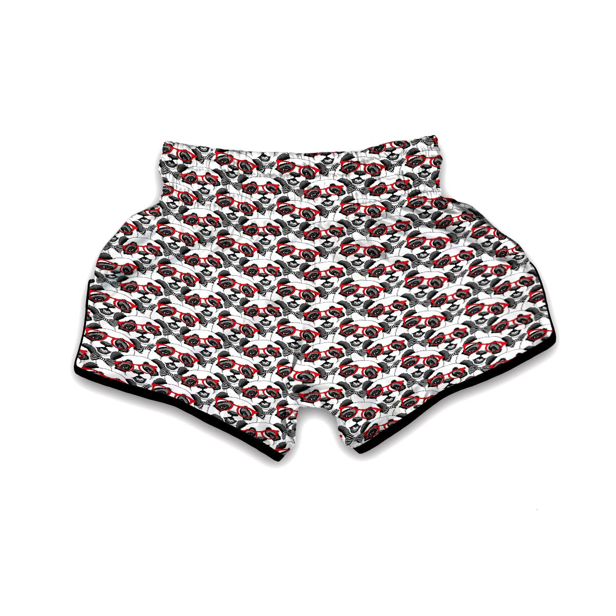 Panda Red Glasses Pattern Print Muay Thai Boxing Shorts-grizzshop