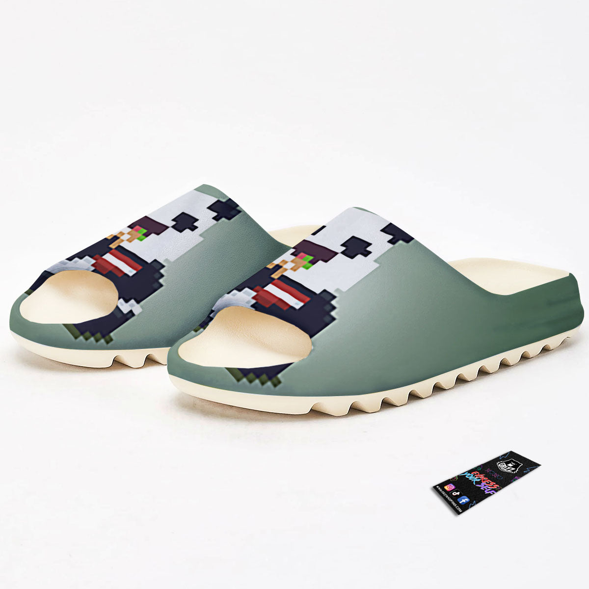 Panda 8-Bit Pixel Print Sandals-grizzshop