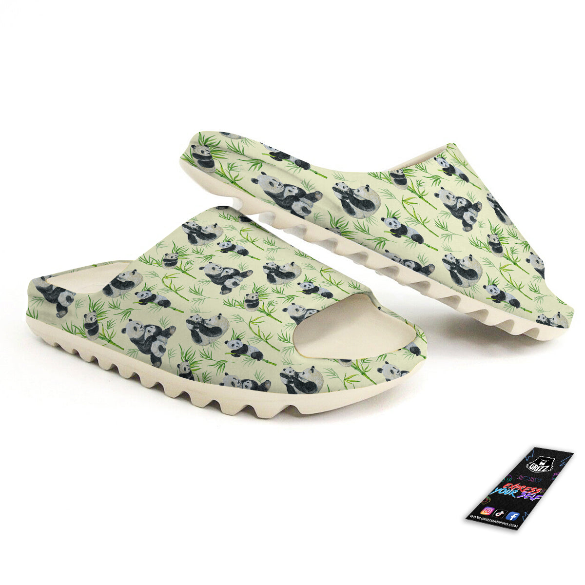 Panda Bamboo And Baby Print Pattern Sandals-grizzshop